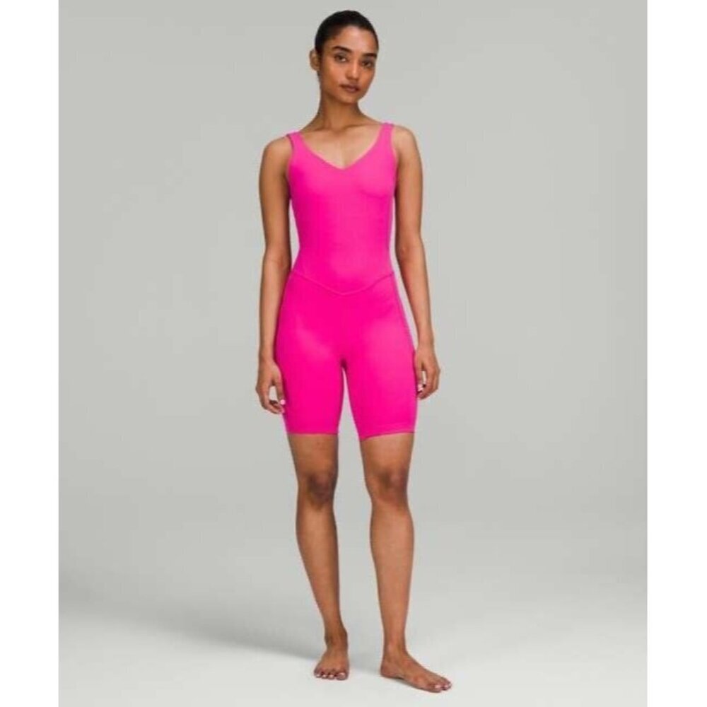 Lululemon Size 8 Align One Piece Sleeveless Romper 8" Sonic Pink EUC